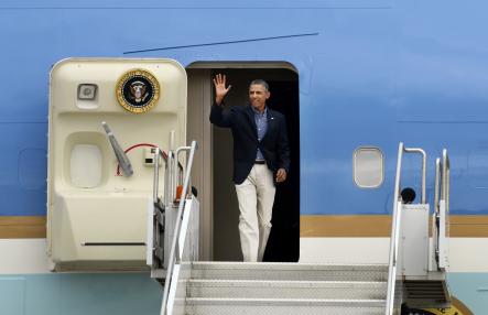 Farewell<br>Then, on Thursday, the president will jump back into Air Force One and head off from Sweden's Arlanda airportPhoto: AP