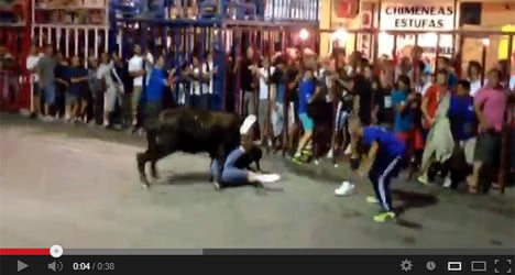 Video: British tourist gored by bull in Spain