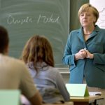 Substitute teacher Merkel leads history class