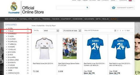 Real put shirts of transfer target Bale on sale