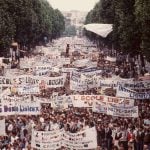 <strong>1984 private school reforms.</strong> Private, mostly Catholic schools reacted angrily to President François Mitterand’s plans to take more control of private schools, who had been funded by the state for years. Accusing Education Minister Alain Savary of violating religious and academic freedom, protestors marched in Versailles in March, and 850,000 gathered at Place de la Bastille in Paris on June 24th (as pictured). The reforms were withdrawn.Photo: AFP
