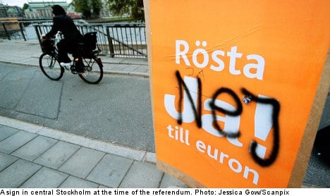 Euro off Swedish agenda ten years after vote