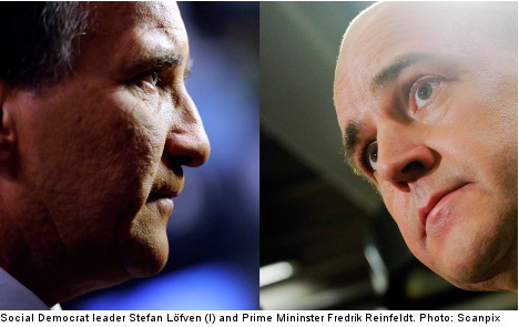 Reinfeldt and Löfven talk tough in first debate