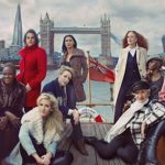 The winter coat: The female crew step on board to brave the chilly waters of London’s River Thames, wrapped in a diverse range of winter coats, from luxe fabrics in pretty pale shades to soft faux furs in animal prints.Photo: Annie Leibovitz for Marks & Spencer