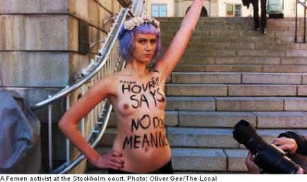 <font size="5">Activists protest gang-rape acquittal</font><br>Speaking of winter, this week was especially chilly for topless activists who bared all outside the Stockholm appeals court. <br> <a href="http://www.thelocal.se/50538/20131001/" target="_blank"> Find out why they were protesting.</a>