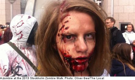 <font size="5">Zombie walk hits central Stockholm</font><br>Finally, on the topic of Halloween, zombies filled the streets of Stockholm last weekend. Miss the invasion? <br> <a href="http://www.thelocal.se/50500/" target="_blank">See pictures of the gory highlights here.</a>