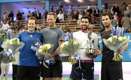 Winners of the double-final at the ATP Stockholm Open: Aisam-Ul-Haq Qureshi, Jean-Julien Rojer, on right. Swedes Jonas Björman and Robert Lindstedt performed well but didn't take the prize.Photo: Pontus Lundahl/TT