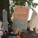 "Free Khatchik - deport Valls" says a sign held by protestors at Place de la NationPhoto: The Local