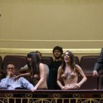 Topless protesters shake up Spain’s Parliament