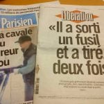 The front pages of French newspapers on Tuesday were dominated by reports on the shootings, including Liberation, which managed to produce a paper, despite the gunman targeting their own offices, which left many staff traumatised. Their front page headline reads: "He pulled out a gun and shot twice". The front page of Le Parisien reads: "The escape of the crazy shooter". Photo: The Local