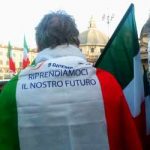 "We are reclaiming our future," printed on the Italian flag.Photo: Rosie Scammell/The Local