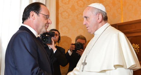 Blast hits Rome church as Hollande meets Pope