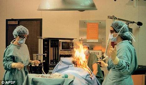 Doctors ignite patient during heart operation