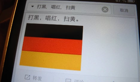 German flag goes viral in China as sex trade sign