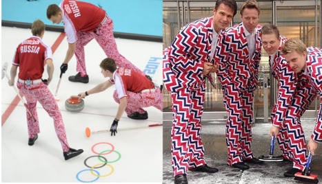 Russia's curling team unveils crazy trousers