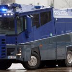 Police damage own water cannon with eggs