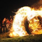 <b>2) Make a wheely big fire:</b> Not content with a standard fire, some regions stuff hay into a large wooden wheel, set it on fire and roll it down a hill at night. It is supposed to bring a good harvest if it makes it all the way down the hill intact. Lügde in Lower Saxony is particularly famous for its burning wheel rolling.Photo: DPA