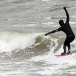 Stormy weather on the Baltic Sea on Friday made great waves for surfers.Photo: DPA