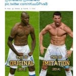 Ronaldo did it in 2014, but Italian footballer Mario Balotelli was the first to come up with the 'constipated' celebration back in 2012.Photo: Twitter