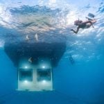 Early in 2014, Genberg completed Africa's first hotel under water off the coast of Zanzibar. The hotel is supported on the reef outside The Manta Resort, 12 metres below the surface. Photo: Mikael Genberg