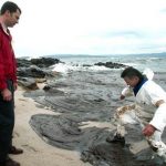 2002:Felipe visits Galicia's coasts following the Prestige oil spill disaster.Photo: Miguel Riopa/AFP