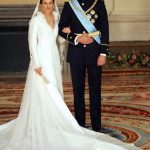 Prince Felipe of Spain and his wife Princess of Asturias Letizia Ortiz pose inside the Royal Palace in Madrid in May 2004.Photo: Odd Anderesen/POOL/AFP