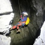 A rescue team member descends into the cavePhoto: Leitner, BRK BGL/dpa