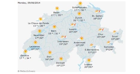 Swiss heatwave expected over holiday weekend