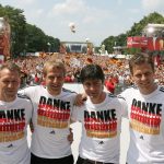 The third place finish delighted Germany and the coaching team were honoured on Berlin's Fan Mile. Photo: DPA