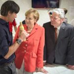 Löw meets Chancellor Merkel and President Gauck after Sunday's final. Photo: DPA