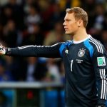 True to form, German national goalkeeper Manuel Neuer (pictured here walking across the tables) was not always where he was supposed to be, though there were no penalties issued as a result. Photo: DPA