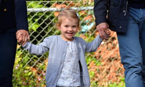 Princess Estelle on her first day at pre-school.Photo: Anders Wiklund/TT