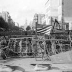 An American flag displayed on a barricade constructed on Avenue de la Porte d'Orleans, what is now today Avenue General LeclercPhoto: AFP