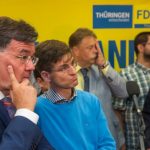 FDP supporters react to election results in Thuringia. The party captured a dismal 2.5 percent of the vote there and 1.5 percent of the vote in Brandenburg.Photo: DPA