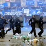 Lille: French cops clash with English football fans