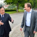Löfven and the Chinese Ambassador to Sweden Chen Yuming, during his visit to annual political conference Almedalen, on the Swedish island Gotland in July 2014. Photo: TT