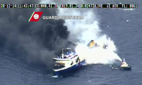 18 Germans were on blazing ferry