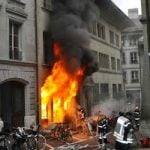 Fire guts bookstore in Fribourg’s city centre