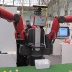 <b>Robots on a budget:</b> This industrial robot showcased at the exhibition comes at a lower price than many other similar machines. 