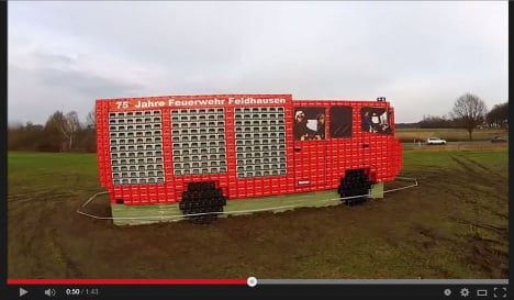Firefighters build record truck with beer crates