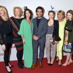 A line-up of who's who in German cinema:  acotrs Katja Riemann, XX, Elyas M'Barek, Karoline Herfurth, Uschi Glas and Jella Haase as well as Kirsten Niehuus, head of the film developement board for the state of Brandenburg, pose at the Ritz-Carlton Hotel ahead of their discussion with the press. Photo: DPA
