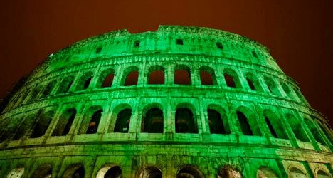 Rome's Colosseum goes green for St Patrick's Day