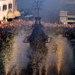 <b>Scoppio del carro -</b> In Florence, on the morning of Easter Sunday, an antique cart is packed with fireworks and set on fire. The tradition dates back over 350 years and a successful explosion is believed to guarantee a good year ahead.Photo: Tiziana Fabi/AFP