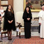 Chris O'Neill, Princess Leonore, Princess Madeleine, Queen Silvia and Pope Francis pose for photographers on April 27th, 2015.Photo: Max Rossi/Pool photo via AP