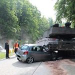 British army tank crushes learner’s car