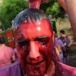 A man is covered in wine during the "Batalla del Vino".Photo: Cesar Manso/AFP