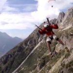 Paraglider flies into French Alps cable car