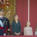 On October 12th, King Felipe, Queen Letizia and their two daughters, Princesses Leonor and Sofia, celebrated Spain's national day by attending the military parade in Madrid. Photo: Curto de la Torre/AFP