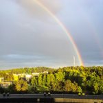 A rainbow brings a splash of colour to the grey skies of Stockholm.Photo: Natalia Borisenko