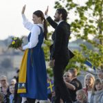The future husband and wife celebrate Sweden's National Day a week before their wedding.Photo: TT